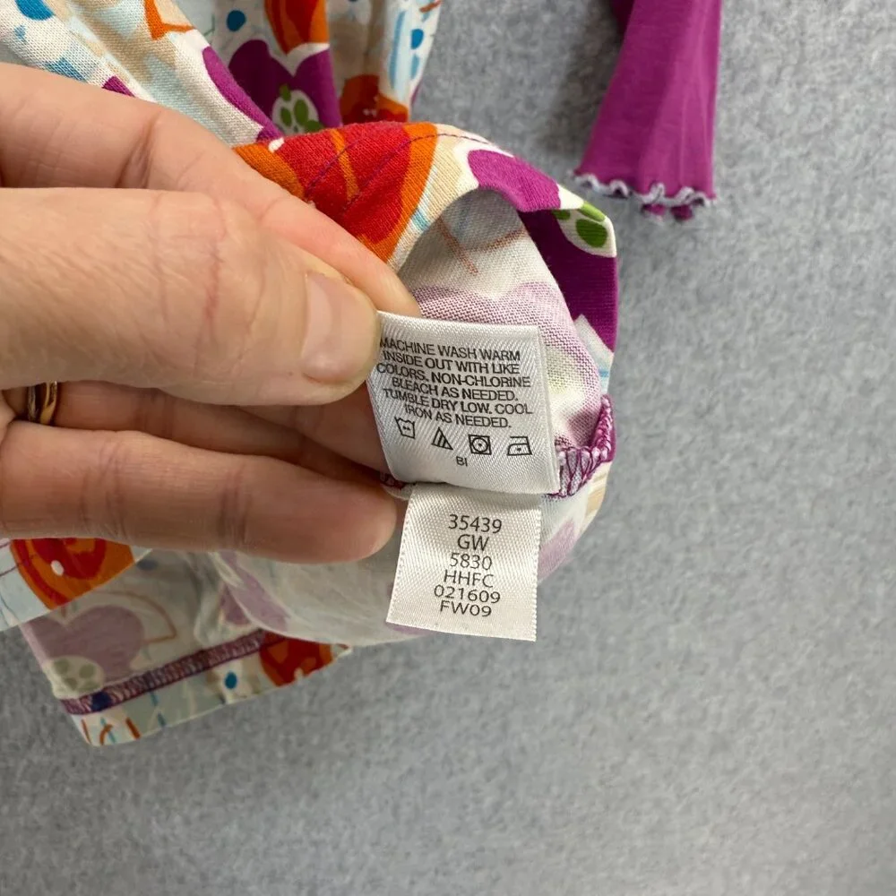 Hanna Andersson Girls Size 80 / US 2 Long Sleeve Dress Blue Purple Orange Floral - Picture 8 of 15